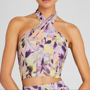 Club Monaco Georgette Tie Floral Halter Top - 10